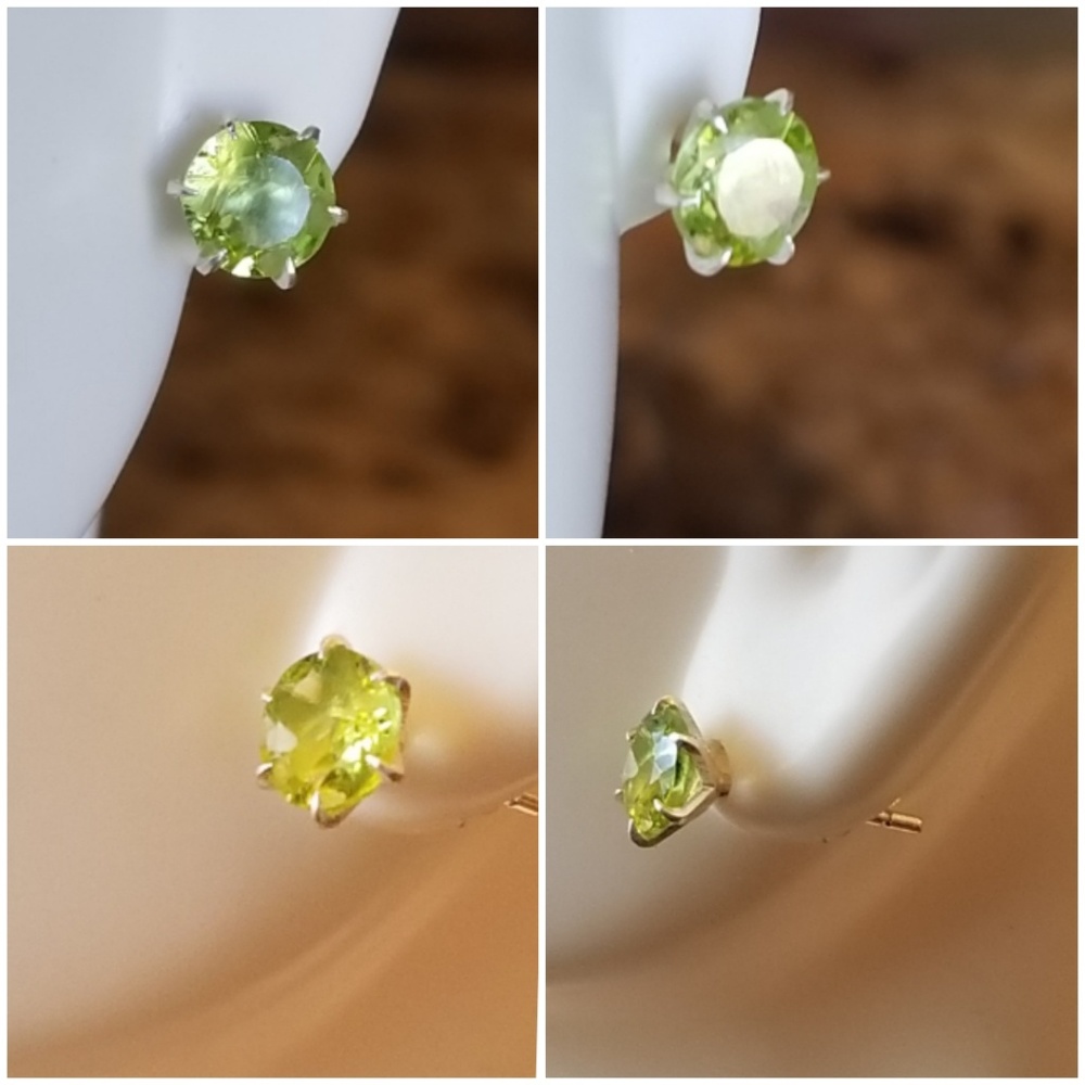 Genuine Rough cut Peridot Stud Earrings - Picture 2 of 4